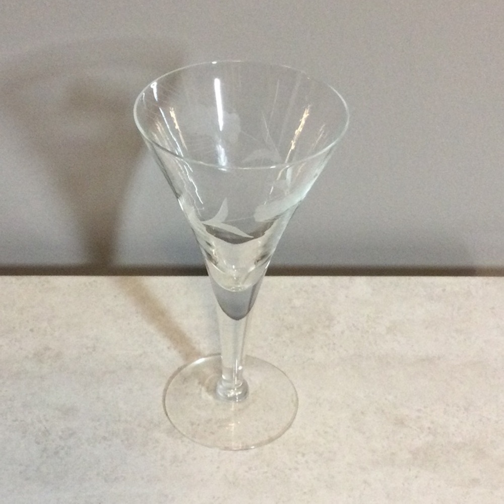Princess House Clear Etched Glass Wine / Cocktail Glass - Classic Clear